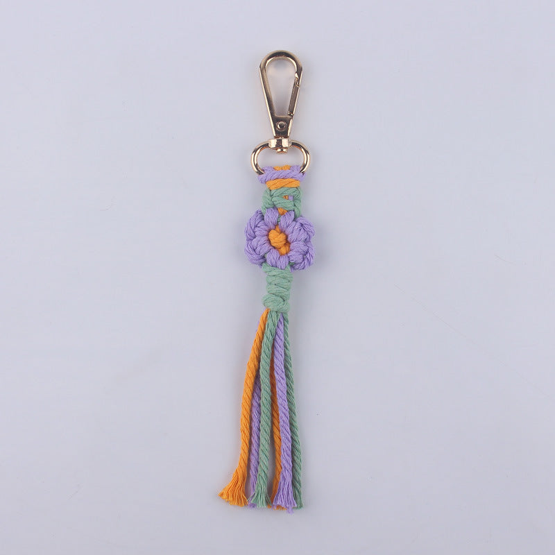 Wholesale Handmade Cotton Thread Woven Cartoon Flower Keychain